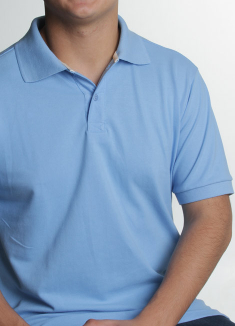 confecção camisa polo azul bb com bordado