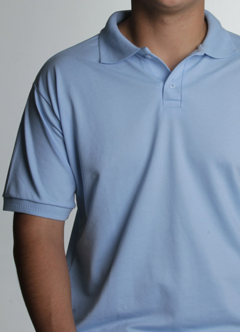 confecção de camisa polo azul claro masculina com bordado